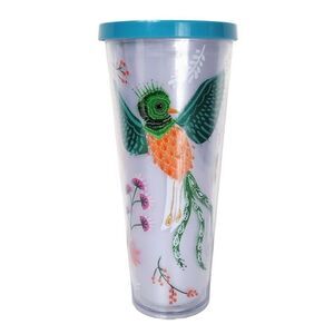 Starbucks Quetzal Bird & Flowers 24oz. Cold Teal Acrylic Tumbler Cup NWT